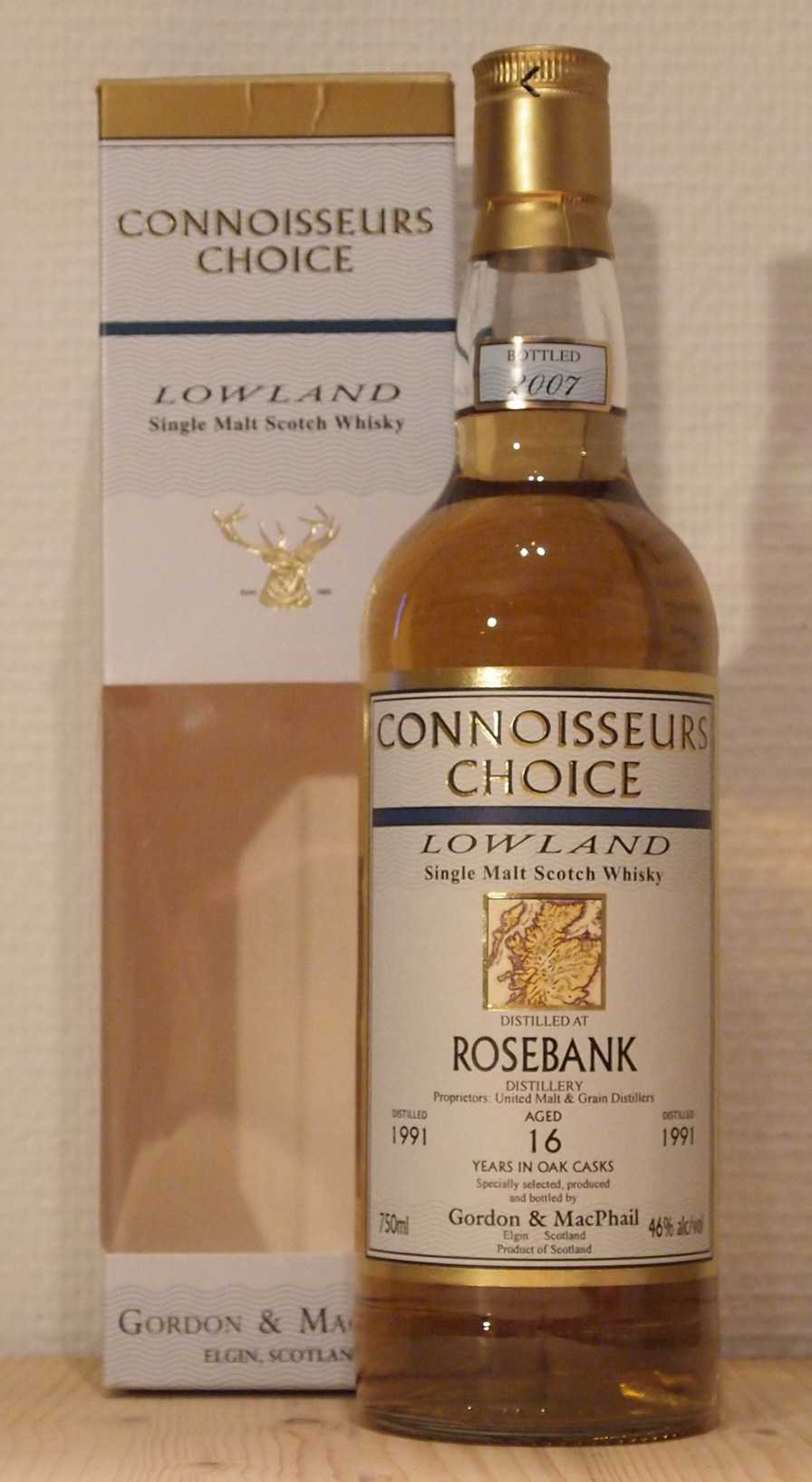 Whisky Rosebank 16yo, Gordon & MacPhail, CC, 1991 Single Malt Whisky Rosebank 16yo, Gordon & MacPhail, CC, 1991
