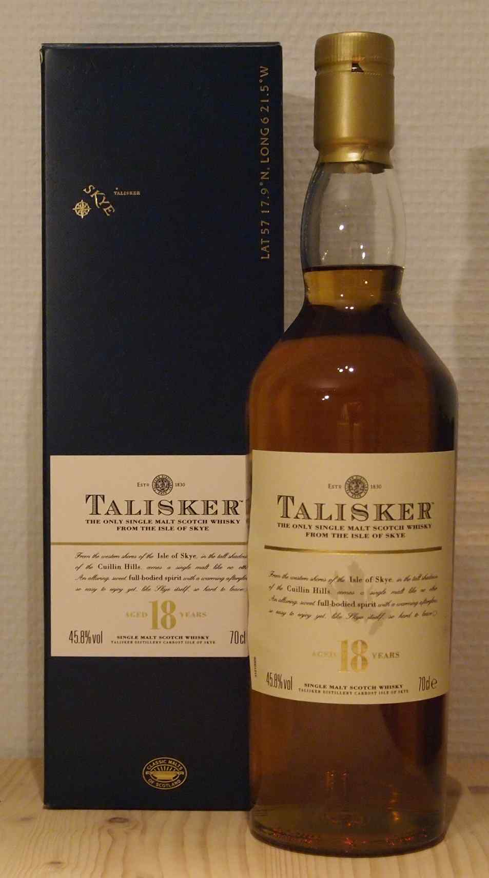 Whisky Talisker 18yo, ca. 2010 Single Malt Whisky Talisker 18yo, ca. 2010