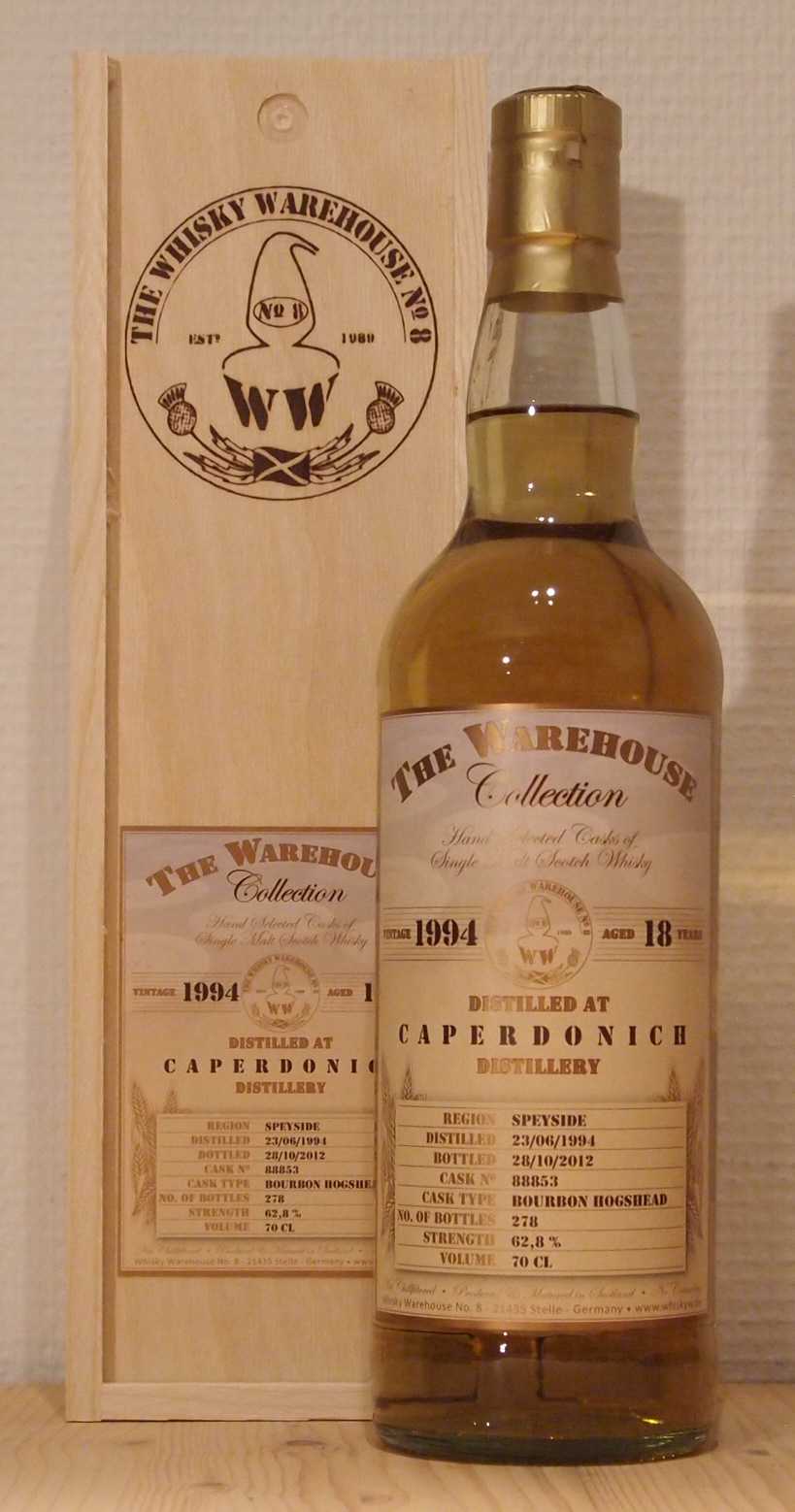 Whisky Caperdonich 18yo, Whisky Warehouse No 8, 1994, Cask 88853 Single Malt Whisky Caperdonich 18yo, Whisky Warehouse No 8, 1994, Cask 88853